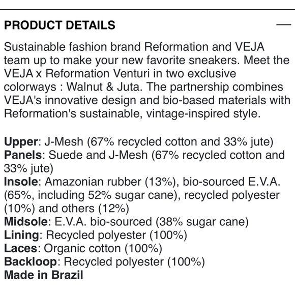 Veja Ventura X Reformation Sneakers
Size 7 - Picture 11 of 11